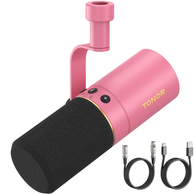 🎤 TONOR USB/XLR Mikrofon PC Dynamisch mit Mikrofonarm - Rosa 🎶