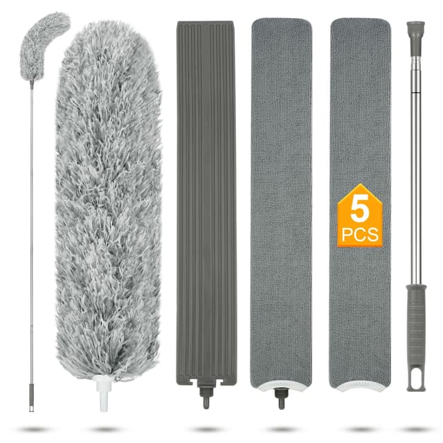 Vicloon 5 Pcs Staubwedel Teleskop Waschbar 🌟 2,44m Lang Ausziehbar