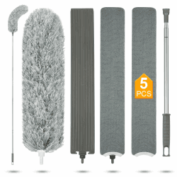 Vicloon 5 Pcs Staubwedel Teleskop Waschbar 🌟 2,44m Lang Ausziehbar Angebot bei HelloDeals