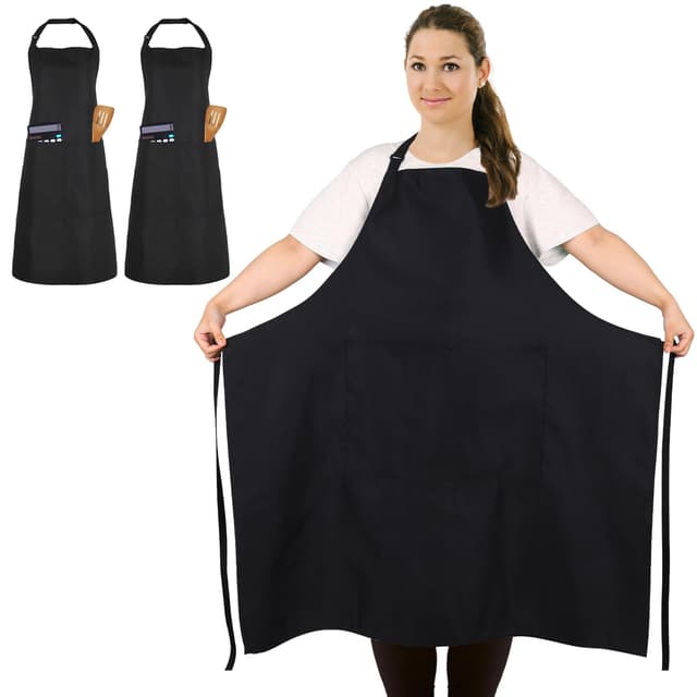👨‍🍳🎨 FunChaos 2 Stück Übergröße Kochschürze - Schwarze Schürze für Kellner, Künstler, Friseur
