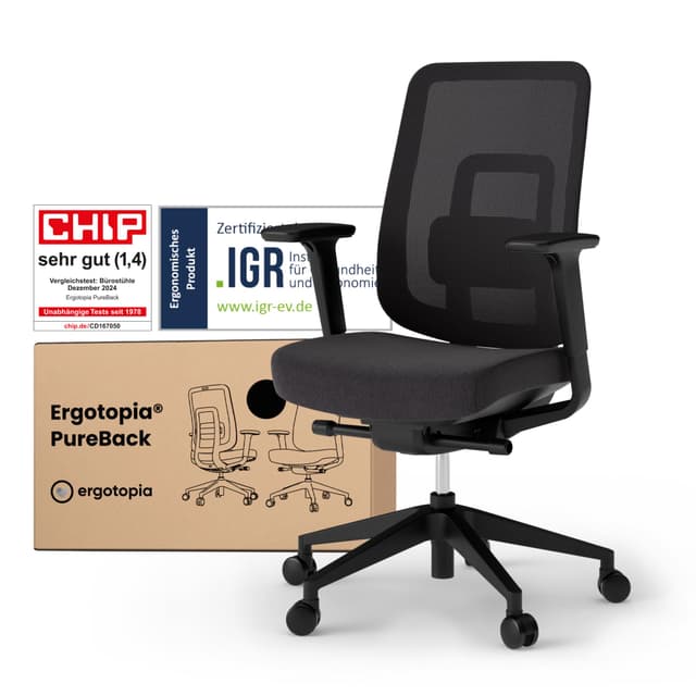 Ergotopia PureBack Ergonomischer Bürostuhl 🪑 - Für gesundes Sitzen ohne Kopfstütze!