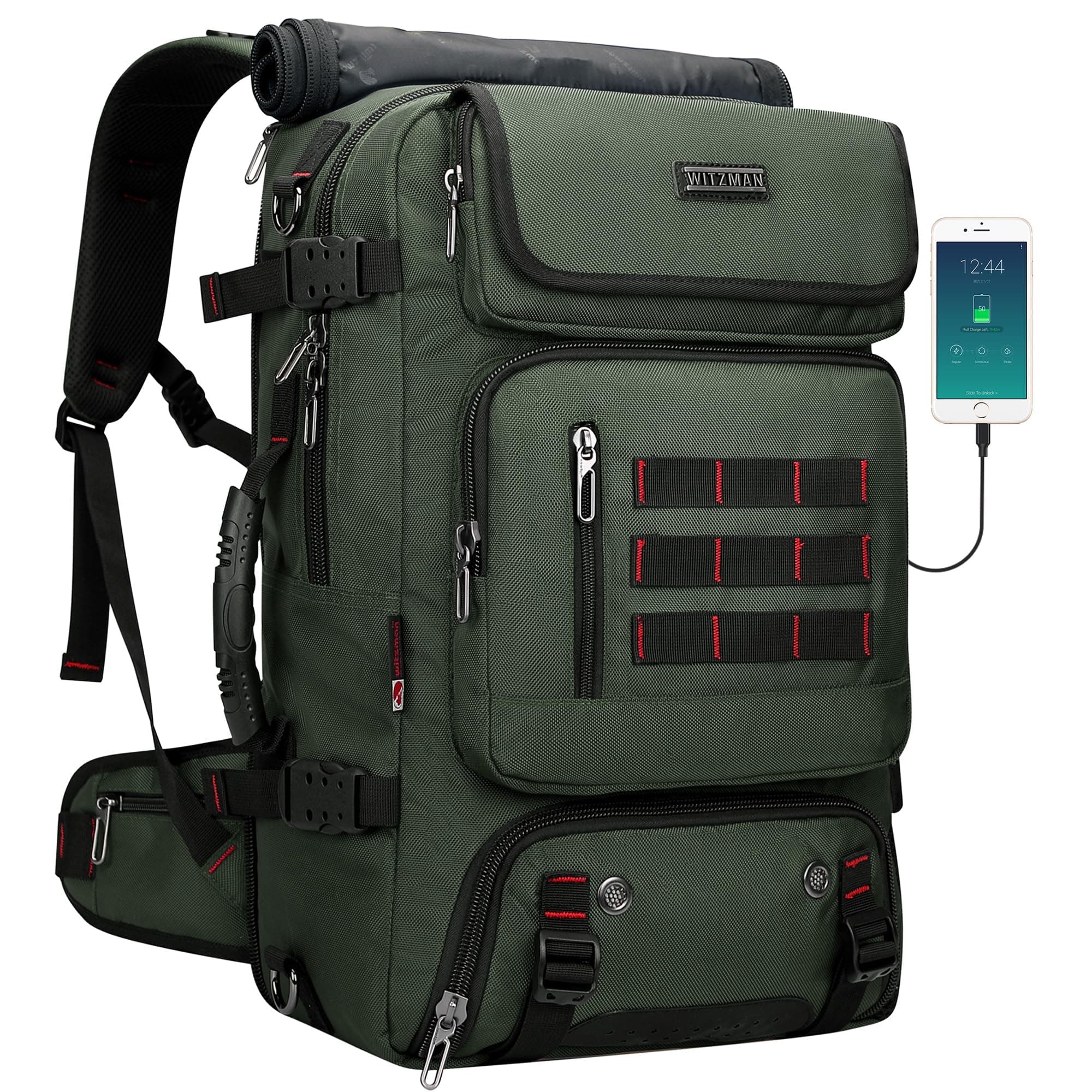WITZMAN Herren Reiserucksack Groß Convertible Nylon B682 Armeegrün 🎒