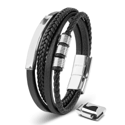 🎁 SERASAR Premium Lederarmband für Männer | Magnetverschluss aus Edelstahl in Schwarz, Silber & Gold