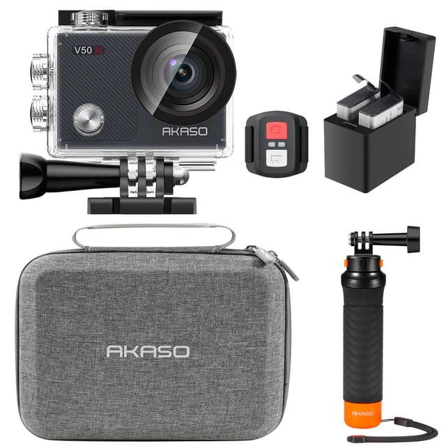 AKASO Action Cam 4K30FPS mit Schwimmender Handgriff und Tasche Unterwasserkamera 📷🌊