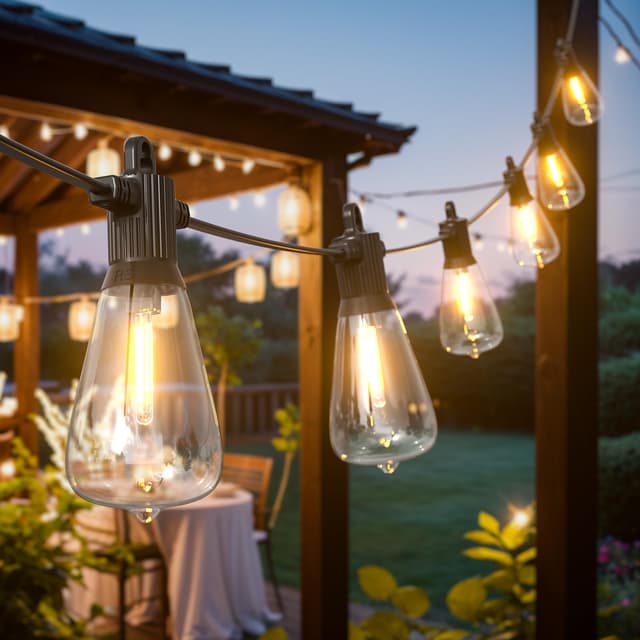 🌟 Kawaya LED Lichterkette Außen - Strom 8M - Garten Lichterkette Aussen - IP65 Wasserdicht - 12+1 Bruchsicher ST38 Glühbirnen - Warmweiße Aussen Lichterketten - Outdoor Dekoration 🌿🎉