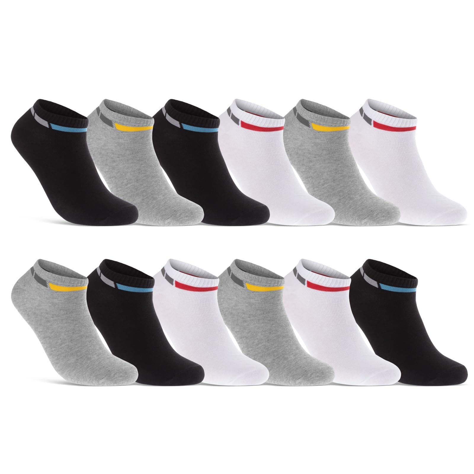 🧦 8 | 12 | 20 Paar Sneaker Socken Herren Mehrfarbig Baumwolle 43-46 12 Paar | Mix 1 - Angebot!
