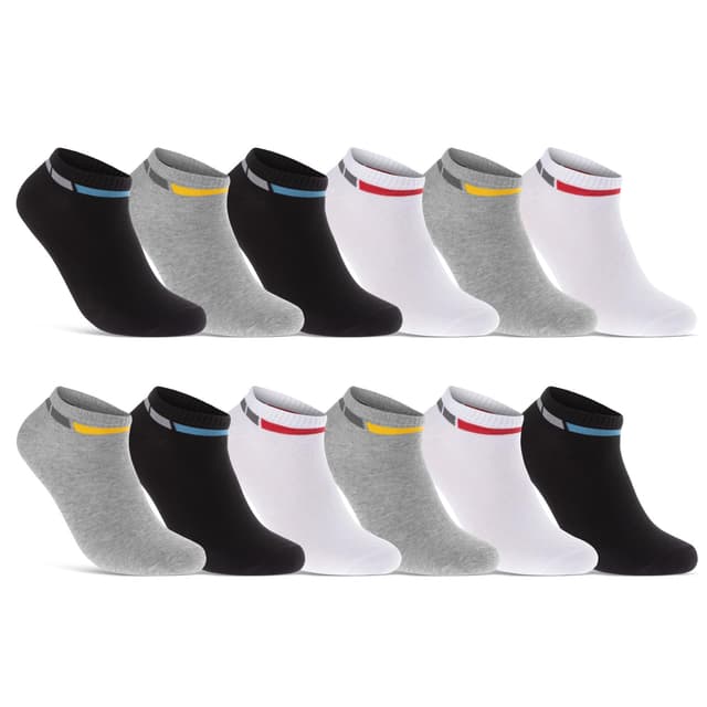 🧦 8 | 12 | 20 Paar Sneaker Socken Herren Mehrfarbig Baumwolle 43-46 12 Paar | Mix 1 - Angebot!