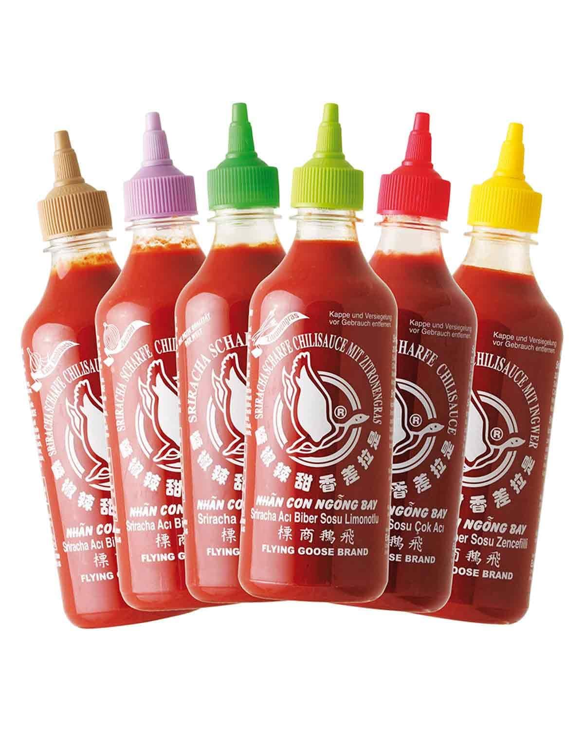 FLYING GOOSE Sriracha scharfe Chilisaucen Mischkarton - 6 Geschmacksrichtungen 🌶️🔥