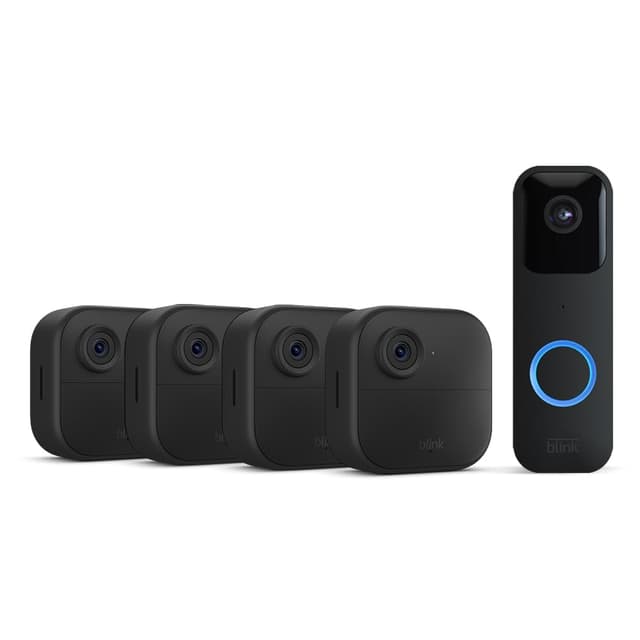 📹🔒 Blink-Kamera Outdoor 4 + Blink Videotürklingel Schwarz | Kabellose intelligente HD-Sicherheitskamera