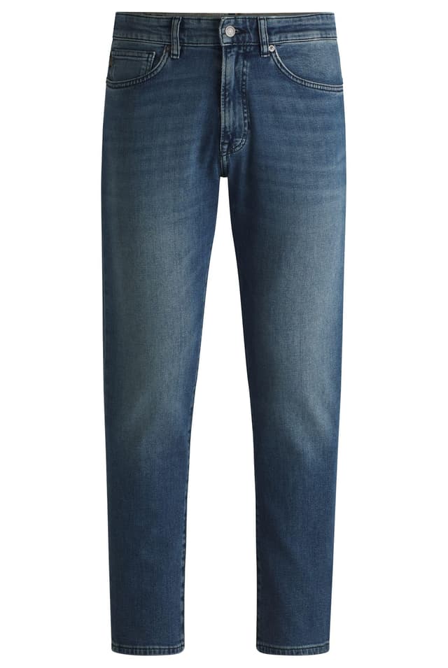 👖 BOSS Herren Onyx BO Schwarze Tapered-Fit Jeans aus bequemem Stretch-Denim 36W / 34L Medium Blue427 - Nur 79.75€!