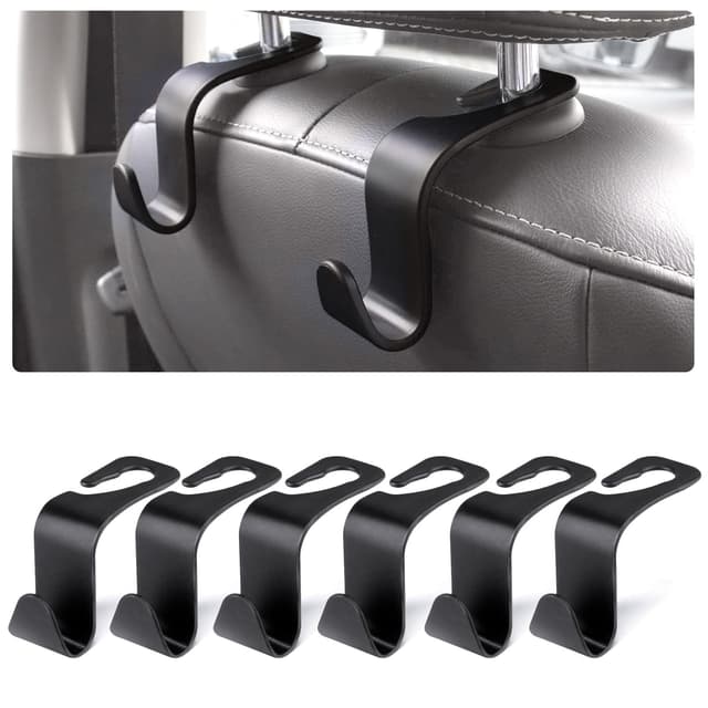 🚗 URAQT Kopfstützen Auto Haken - 6 Stück Set Schwarz 🛍️