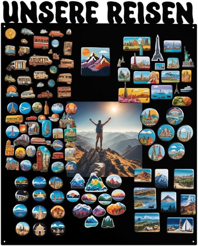 Anwicar Magnettafel Unsere Reisen - Vertikal 100x80 cm magnetische Pinnwand 🌍📸