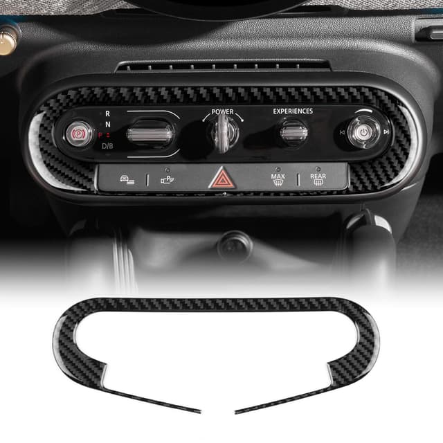 🚗 KUNGKIC Für MINI Cooper J01 EV E SE Countryman U25 F65 F66 F67 Cooper S 2024-UP Auto Zentrale Steuerung Schaltknopfrahmen Abdeckung Kohlefaser Aufkleber Trim Innenbereich Zubehör,Geschenk (Schwarz) 🎁