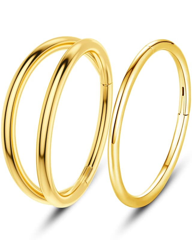 OUFER 16G 2pcs Piercings Helix Silber Chirurgenstahl Rook Tragus Conch Clicker Cartilage Earring Hoop Daith Knorpel Ohrring Ohrpiercing Nasenring Nase Nose Ring Körperschmuck Gold 16g 10 mm 🌟