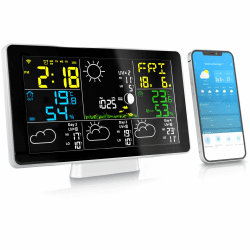 Brandson - Wetterstation WLAN mit Außensensor WiFi – Funk - Innen und Außentemperatur – Luftdruck/Barometer – Luftfeuchtigkeit – 4 Tage Prognose mit App – Modell 2025 🌡️🌦️📱