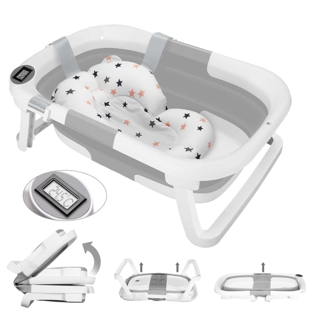 Groß Faltbare Babywanne Mit Badematte und Integriertem Thermometer 🍼