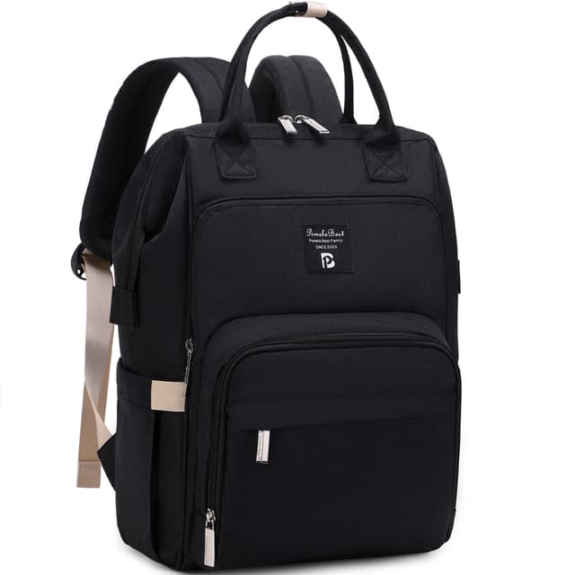 Pomelo Best Baby Wickelrucksack 🎒 Stylische Wickeltasche Rucksack mit Wickelunterlage multifunktional wasserabweisend Große Kapazität Rucksack für unterwegs Nachtschwarz