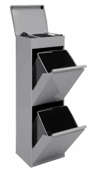 🌿🗑️ ARREGUI Top CR222-B Mülltrennsystem aus Stahl mit Aufbewahrungsbox | 2 Fächer Mülleimer für die Küche | 2x17L (34L) | 2 Fach Abfalleimer