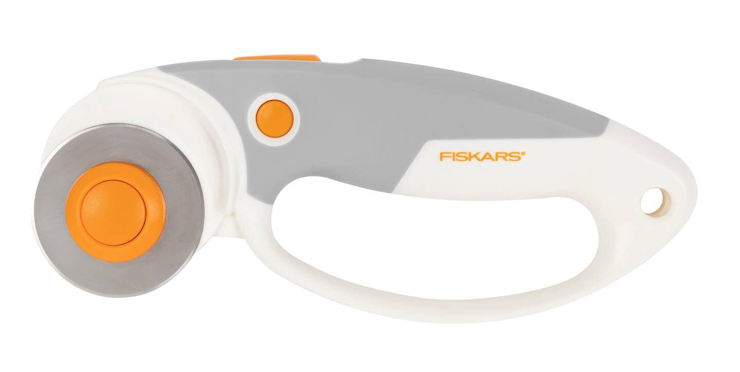 🔪🧵 Fiskars Titan-Rollschneider mit Schlaufengriff, 45 mm Klingendurchmesser, Orange/Weiß/Grau