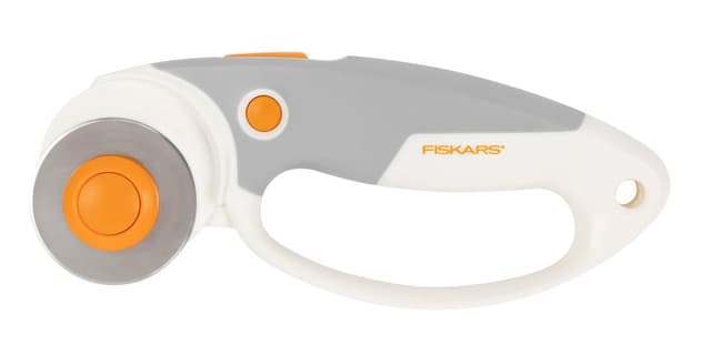 🔪🧵 Fiskars Titan-Rollschneider mit Schlaufengriff, 45 mm Klingendurchmesser, Orange/Weiß/Grau