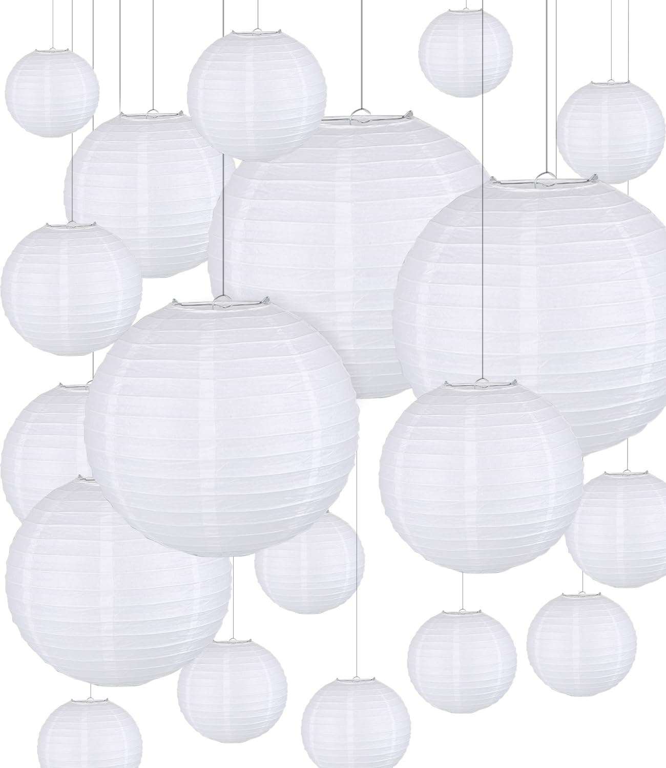 🏮🎉 Papierlaterne 20 Stücke Lampions Weiße Papier Laterne Hängende Runde Papierlaternen für Hochzeit Geburtstag Feiern Garten Deko 🎉🏮