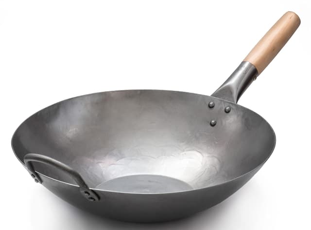 Craft Wok 731W316 Pow-Wok, flach, handgehämmerter Karbonstahl, 35,6 cm