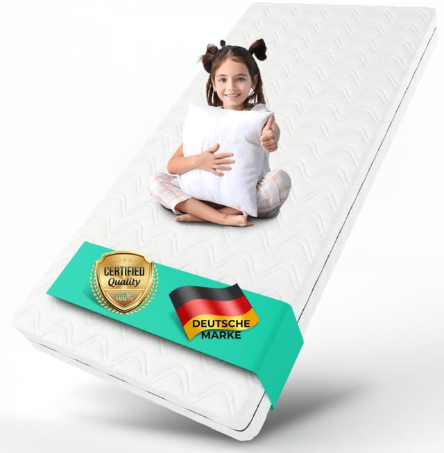 ALAVYA HOME® Kindermatratze 90x200 cm ohne Spannbettlaken 10 cm hoch | Zertifizierter Kaltschaum | Hochwertige Matratze für Kinderbett | Made in EU - Weiß