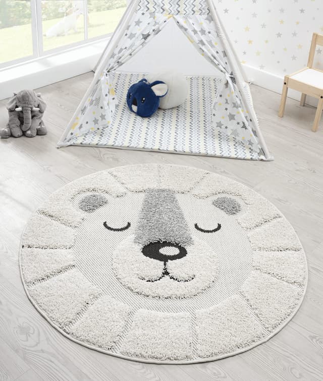 🦁 Lou Weicher Kuscheliger Kinderteppich - 3D Optik, Löwen Motiv