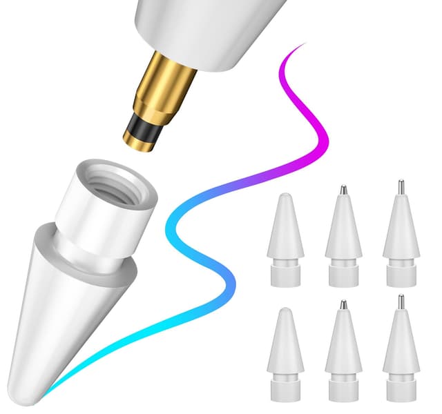 🎨 6er-Pack Apple Pencil-Spitzen - Ersatzspitzen für Apple Pencil 1./2. Generation und Logitech Crayon