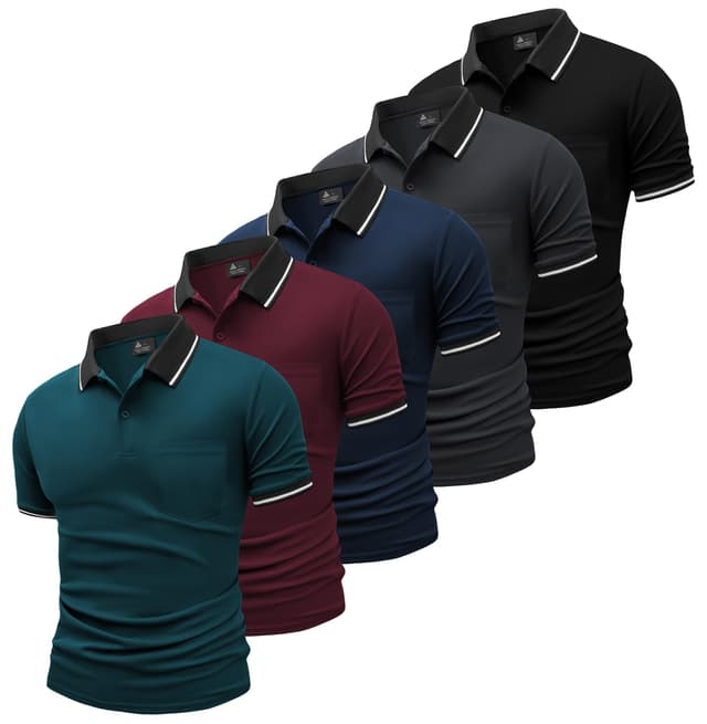 🏌️‍♂️ SwissWell 5er Pack Poloshirt Herren Kurzarm Atmungsaktiv