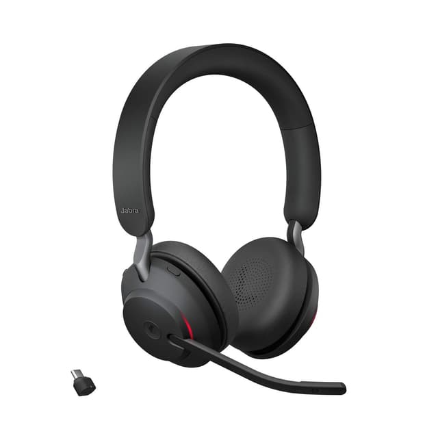 Jabra Evolve2 65 Wireless PC Headset – Noise Cancelling Microsoft Teams Zertifizierte Stereo-Kopfhörer mit Lang anhaltendem Akku – USB-C Bluetooth Adapter – Schwarz 🎧🔇
