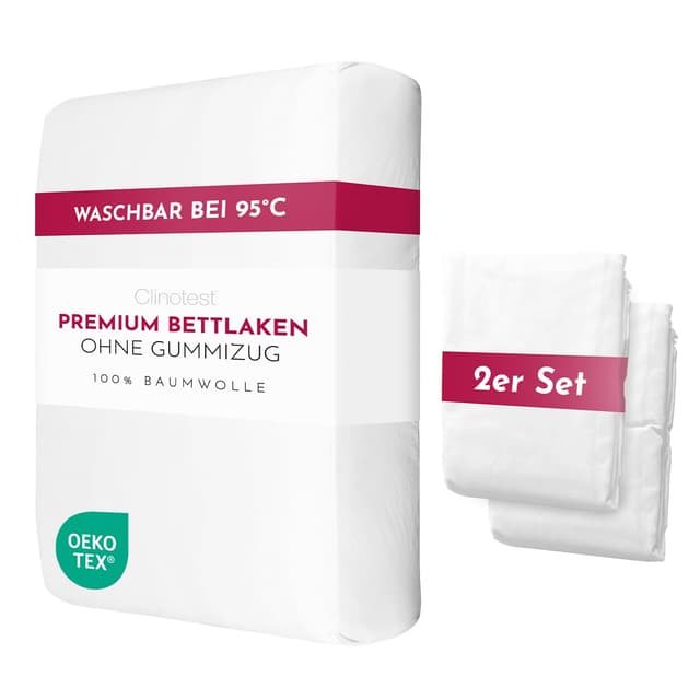 🌟  Premium Bettlaken ohne Gummizug | 2er Set 150x200 cm