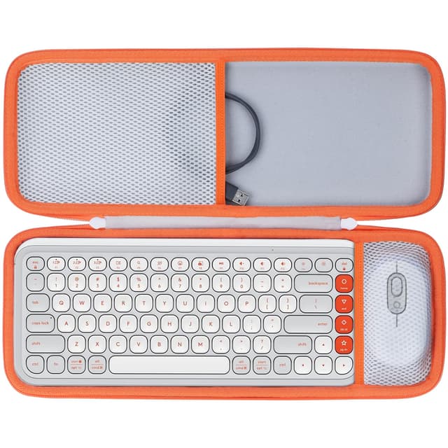 Lebakort Hart Schutz Hülle Etui für Logitech POP ICON Combo Bluetooth-Tastatur-Maus-Set Weiß