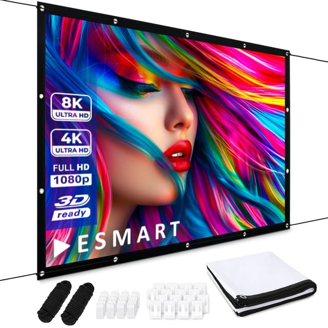 ESMART Spann-Leinwand Flex [Größenauswahl] 266 x 149 cm (120") 16:9 🎥🔊