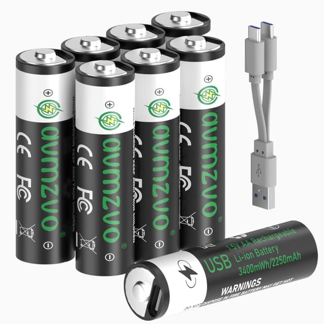 🔋 avmzvo AA Akkus, 3400 mWh, Wiederaufladbarer Batterien LR6 USB-C Lithium 🔋