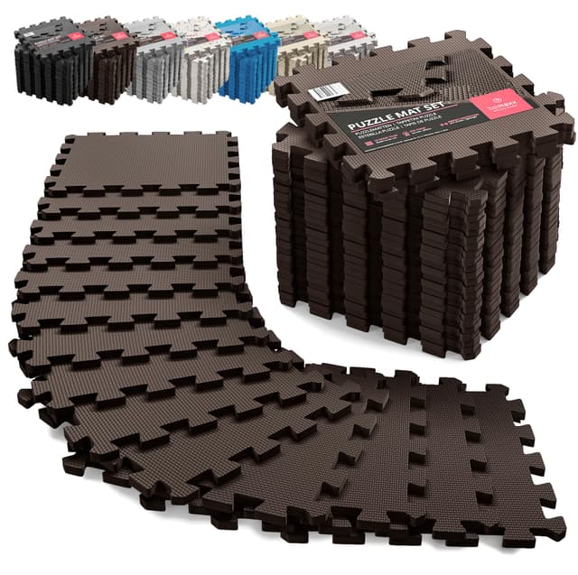 Schutzmatten Bodenschutzmatte Set Sportmatte Gymnastikmatte Puzzlematte: Puzzle Sportgeräte Matte Fitnessmatte Turnmatte Unterlegmatte Bodenmatte Sport Mat Trainingsmatte Gummimatte Yogamatte Fitness Brown