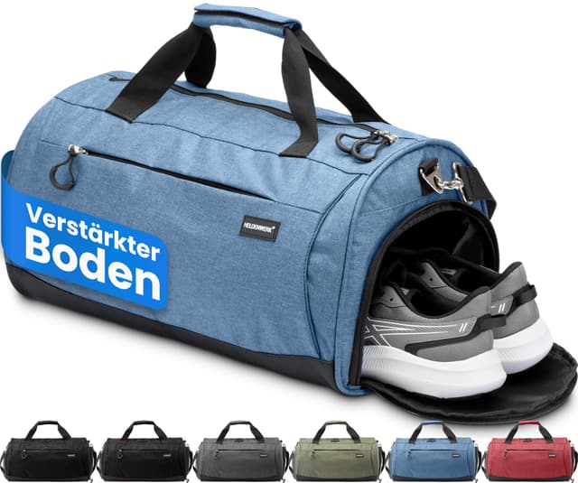 Heldenwerk Sporttasche & Reisetasche für Damen und Herren klein I Trainingstasche mit Schuhfach und Nassfach I ideal als Reisetasche Handgepäck, Gym Bag, Fitness Tasche, Trainings Tasche, Sport Bag Navy Blau 30L (auch für Handgepäck geeignet)