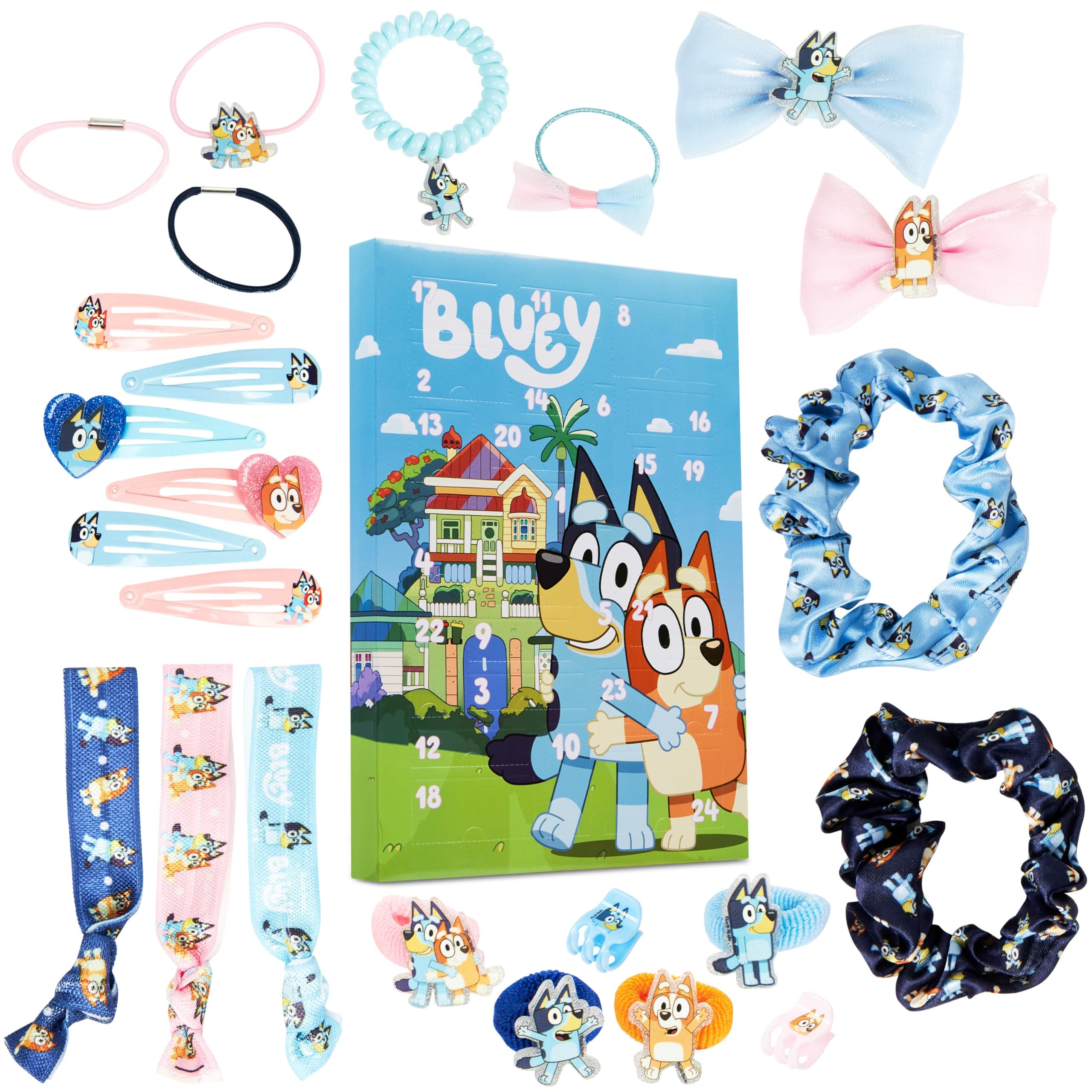 🎅 Bluey Adventskalender 2025 Mädchen 🎄 Weihnachts Countdown Kalender mit 24 Überraschungen Haarschmuck Kinder Geschenk Idee 🎁