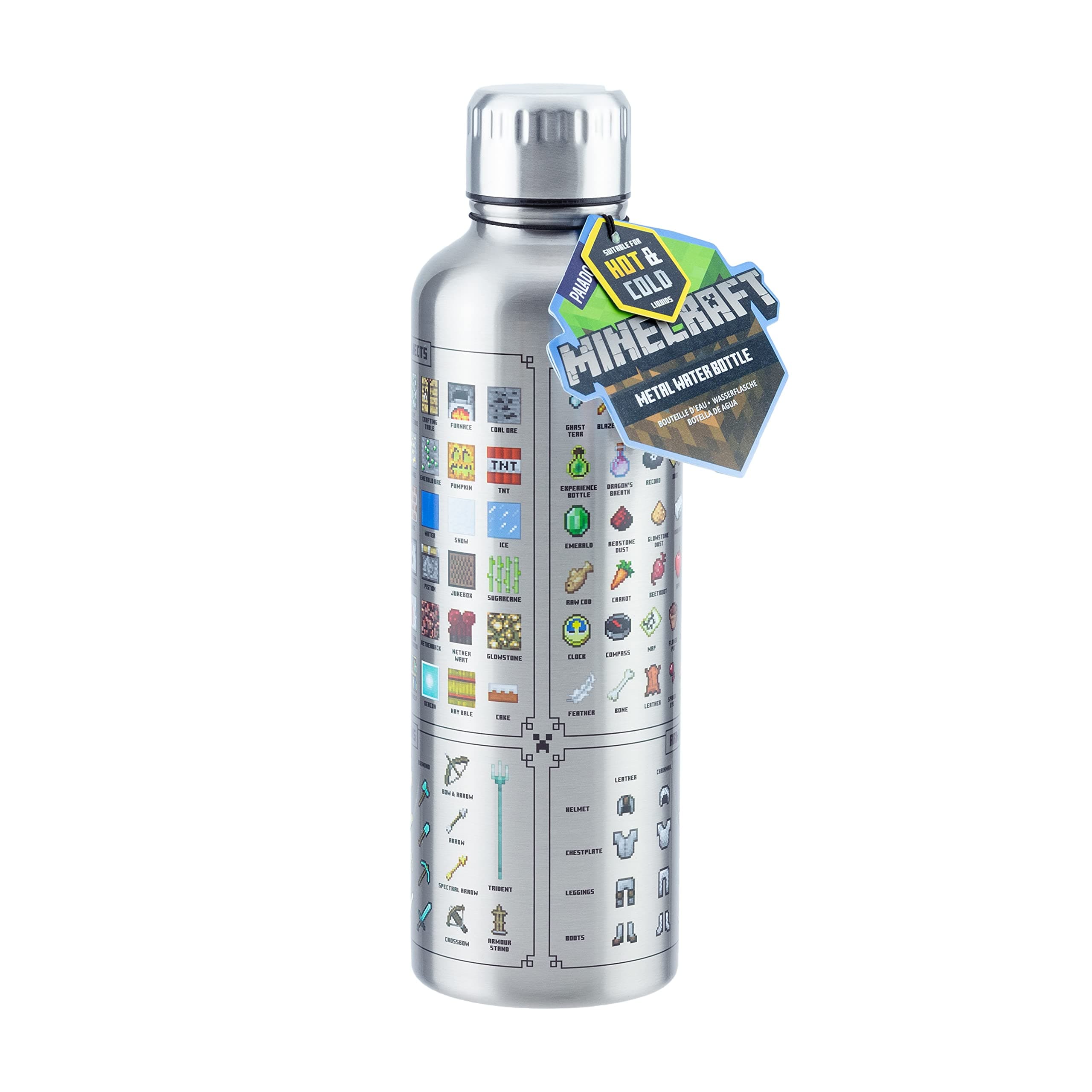 🎮 Minecraft Metall-Trinkflasche 🧊🔥 Offiziell lizenziert - Geschenk für Fans - 470 ml