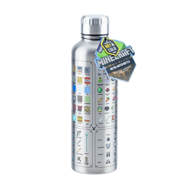 🎮 Minecraft Metall-Trinkflasche 🧊🔥 Offiziell lizenziert - Geschenk für Fans - 470 ml