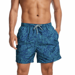 AMZSPORT Badehose Herren XXL Blau Blatt 🏊‍♂️