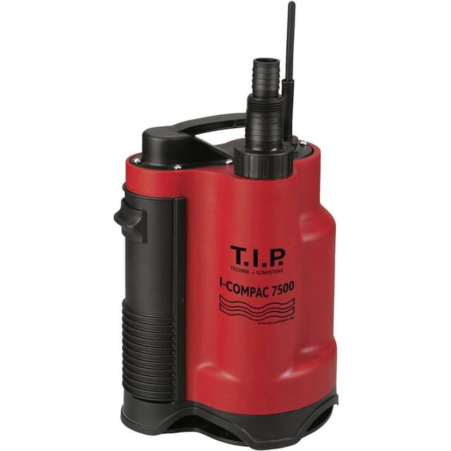 T.I.P. Drainage-Tauchpumpe I-Compac 7500 Kunststoff mit Schwimmerschalter für Schmutzwasser 400W Rot, 30190