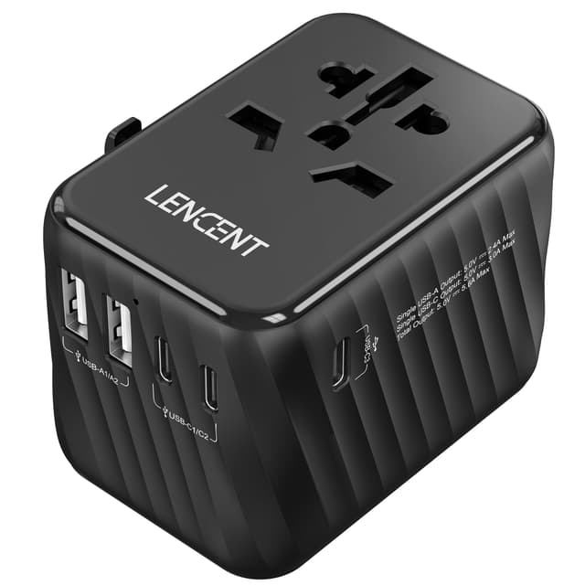 LENCENT Reiseadapter Weltweit, Universal Reisestecker Weltreise Adapter mit 2 USB A und 3 USB C, Internationaler Steckdosenadapter für Japan Thailand USA England Australien(Typ A/B/G/I/D/I/L/M/N) 28W