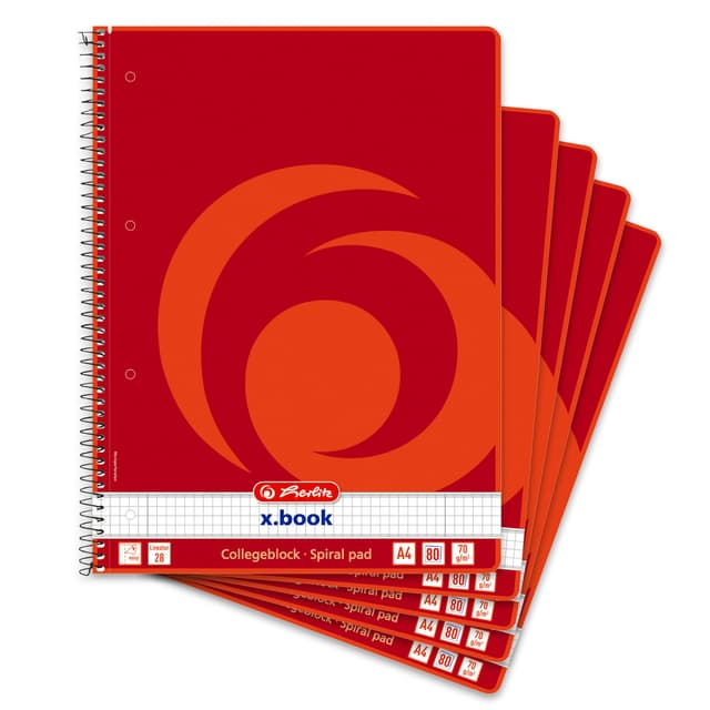 📚 Herlitz Collegeblock x.book A4, Lineatur 22, 80 Blatt - 5 Stück kariert 📝
