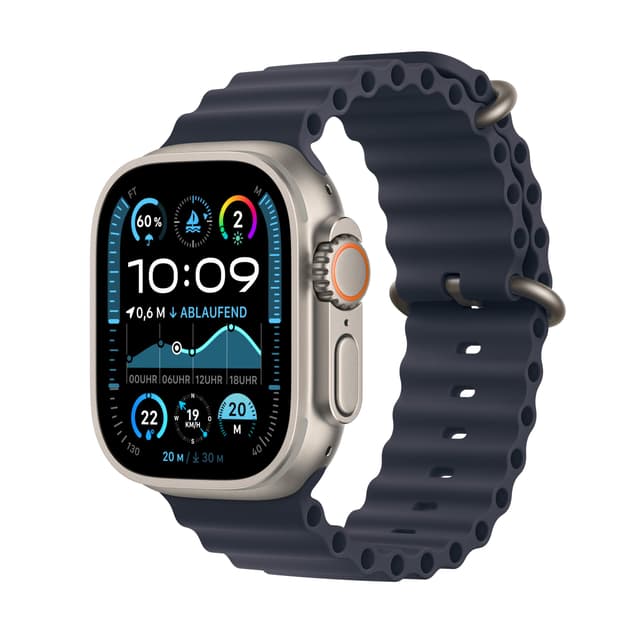 Apple Watch Ultra 2 (GPS + Cellular 49 mm) Smartwatch mit Titangehäuse und Ocean Armband