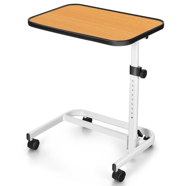 COSTWAY Betttisch auf Rollen, höhenverstellbarer Pflegetisch mit neigbarer Platte 🛏️