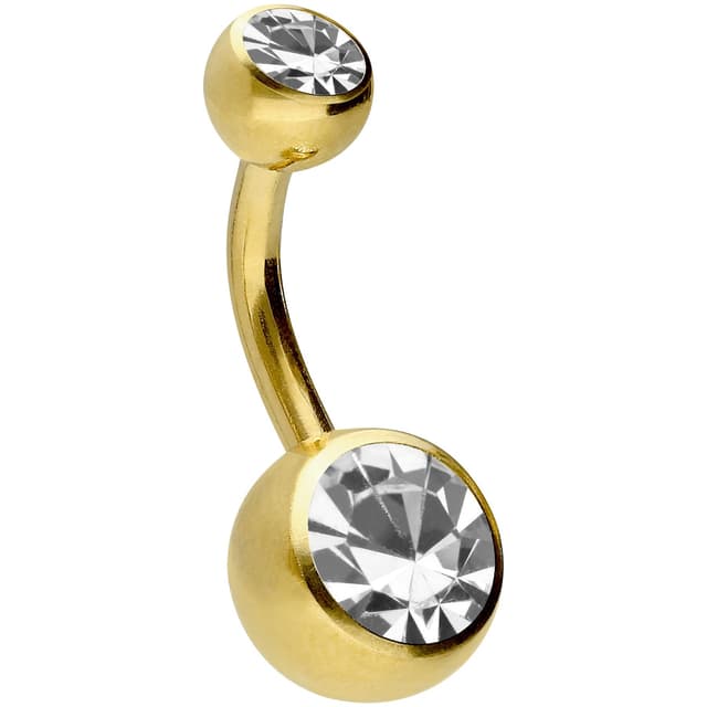 PIERCINGLINE Bauchnabelpiercing mit Kristallen in Goldfarben | 10mm