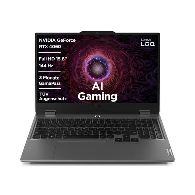 🎮 Lenovo LOQ Gaming Laptop | 15,6" Full HD 16:9 Display | 144Hz | AMD Ryzen 7 7435HS | 16GB RAM | 1TB SSD | NVIDIA GeForce RTX4060 TGP 105W | G-Sync |QWERTZ | grau | AI Chip LA1 NVIDIA RTX 4060 🎮