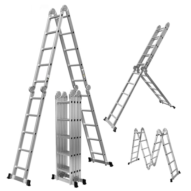 𝐂𝐑𝐀𝐅𝐓𝐅𝐔𝐋𝐋 Aluminium Mehrzweckleiter CF-104A | 𝟑 𝐉𝐀𝐇𝐑𝐄 𝐆𝐀𝐑𝐀𝐍𝐓𝐈𝐄 - 6in1 Multifunktionsleiter - 20 Sprossen - 576 cm Leiter - Gelenkleiter - Leitergerüst (Silber 4x5 Sprossen)
