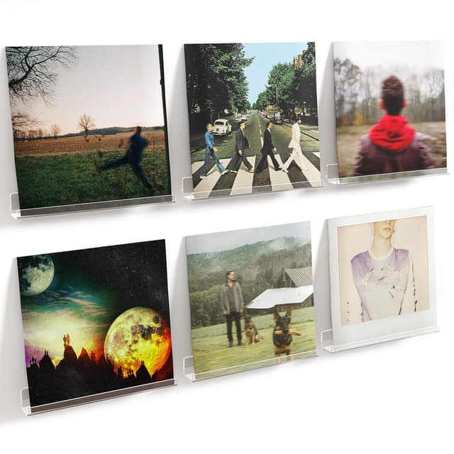 🎶 Lifewit Hängeregale für Schallplatten, 6er Pack 30,5CM Transparent Kunststoff Wandregal 🖼️